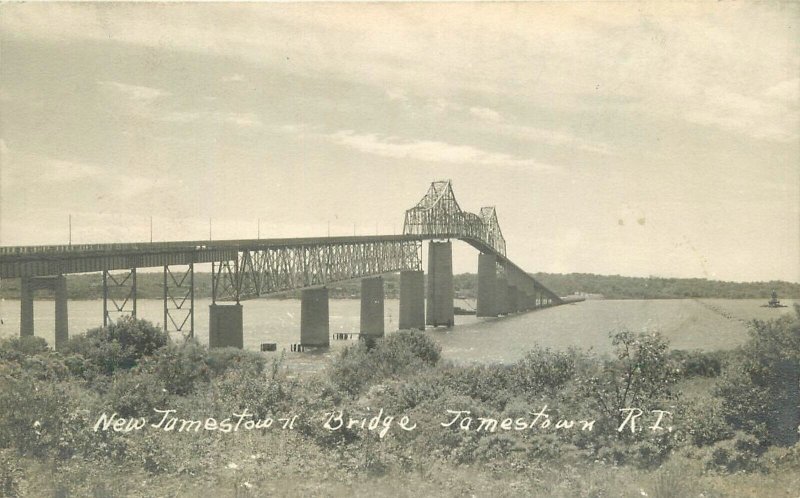 Postcard RPPC Rhode Island Jamestown Bridge 1920s 23-10087