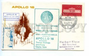 494728 GERMANY 1972 Apollo 16 Berlin airport special cancellation SPACE COVER