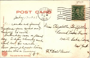 Postcard New York Utica Genesee Street View Streetcar Tracks Rotograph 1930 V129