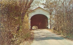 Rush County Indiana Norris Ford Covered Bridge Chrome Postcard Unused
