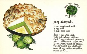 Vintage Postcard Key Lime Pie Florida's Outstanding Dessert Ingredients Recipe