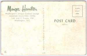 Vintage Manger Hamilton Hotel Cocktail Lounge Washington DC Postcard