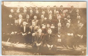 c1910s Large Group Men RPPC Occupational Workers? Water Pail Real Photo A173