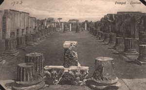 Vintage Postcard Pompeii Basilica Monument Corinthian Colonnades Naples Italy