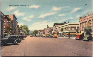 Main Street Orange Linen Postcard C116