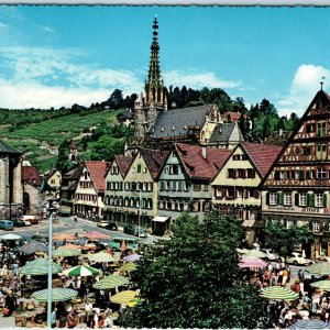 c1970s Esslingen, Germany Town Square Market Half-Timbered Houses Chrome 4x6 M24