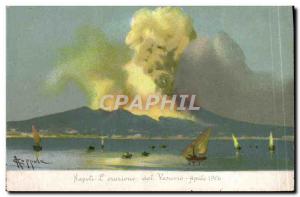 Old Postcard Volcan Napoli L & # 39eruzione del Vesuvio Aprile 1906