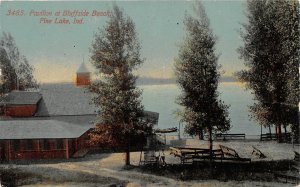 G78/ Pine Lake Indiana Postcard 1913 Pavilion Bluffside Beach