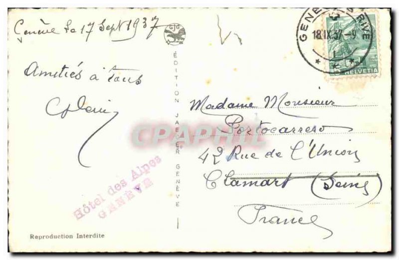 Old Postcard Geneva saw Beau Cedre Cologny