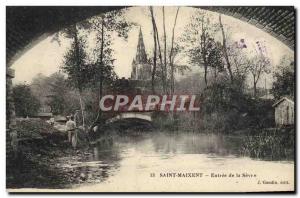 Old Postcard Saint Maixent Entree of Sevre Fishing Fisherman