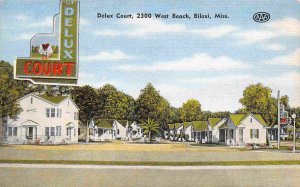 Delux Court Motel West Beach Biloxi Mississippi 1940s linen postcard