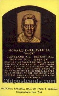 Howard Earl Averill Baseball Hall of Fame Card, Unused 