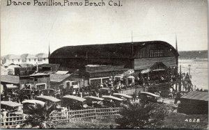 Vtg Pismo Beach California CA Postcard 1910s Dance Pavillion Old Cars Crowd