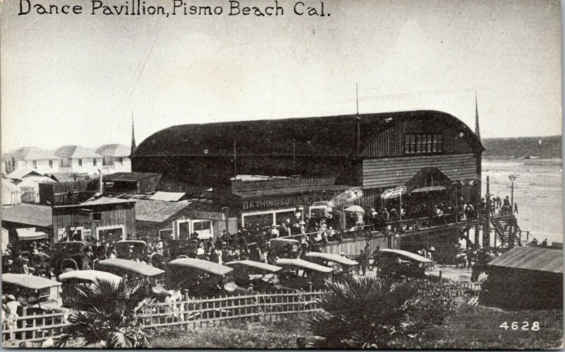 Vtg 1910 Dance Pavillion Old Cars Pismo Beach California CA Postcard