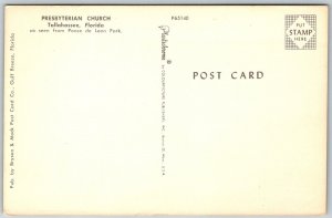 Tallahassee Florida 1950s Postcard Presbyterian Church