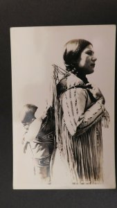 Mint USA RPPC Real Picture Postcard Native American Indian Blackfeet Mother Baby