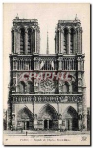 Old Postcard Paris Facade of I & # 39Eglise Notre Dame