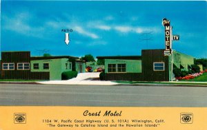 Postcard; Crest Motel, 1104 W Pacific Coast Hwy CA 101, Wilmington CA Unposted