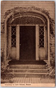 VINTAGE POSTCARD DOORWAY TO CATE HOUSE AT CASTINE MAINE MAILED 1919 SCARCE CARD