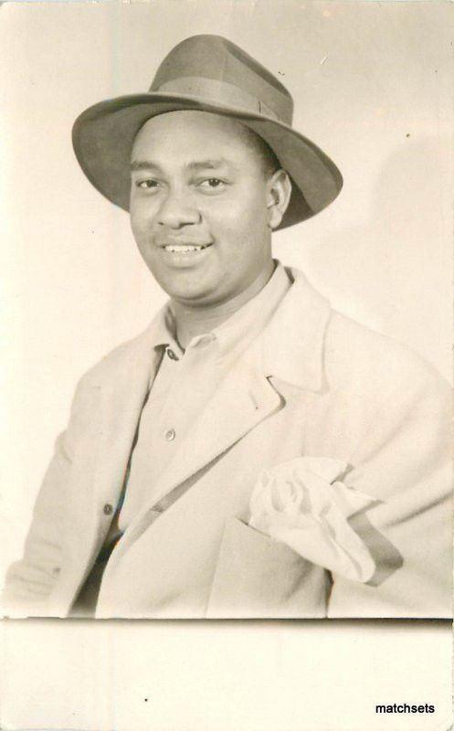 1940's Black Man snappy dresser hat RPPC Real Photo POSTCARD 3411