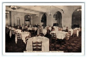 HAGERSTOWN, Maryland MD~ Main Dining Room HOTEL ALEXANDER 1937 Lumitone Postcard