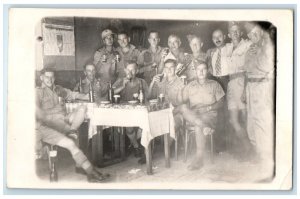 c1910's US Army Personell Enjoying Beer RPPC Photo Unposted Antique Postcard