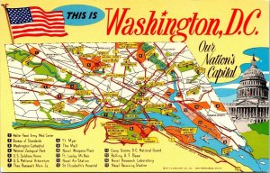 Washington DC City Map United States Capitol Multi View DB Postcard 