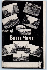 Butte Montana MT Postcard Greetings Street Building Scene Multiview Vintage