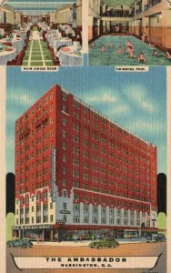 Vintage Postcard The Ambassador 500 Room Downtown Hotel Washington DC