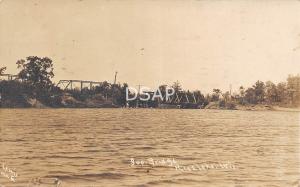 Wisconsin WI Real Photo RPPC Postcard 1918 RICE LAKE SOO Railroad Bridge Lewis#6