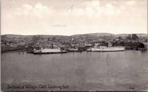Postcard Vallejo CA Looking East California 1910s Water Ship Boat JA32