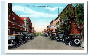 c1920 Howard Street Classic Cars Greenwood Mississippi Unposted Antique Postcard