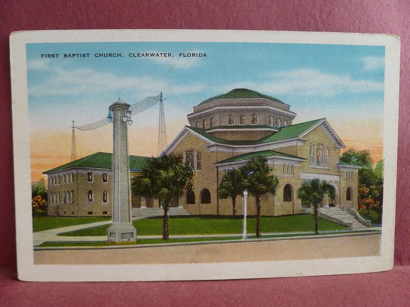 Old Postcard First Baptist Church Clearwater  Florida FL