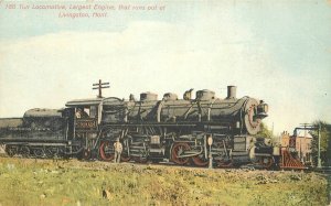 Postcard Montana Livingston Ton Locomotive Largest locomotive C-1910 23-5849