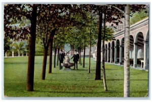 1912 Fountain in Front of Basilica Ste Anne De Beaupre Quebec Canada Postcard