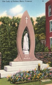 Barre VT-Vermont, Ave Maria, Statue Our Lady of Fatima, Vintage Postcard