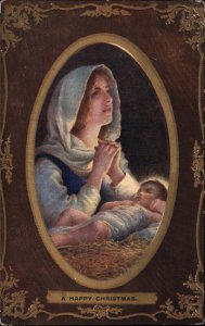 Tuck Christmas Mary with Baby Jesus Frame Border c1910 Vintage Postcard