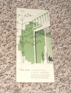 Vintage New Worcester Public Library MA Massachusetts Brochure (E11)