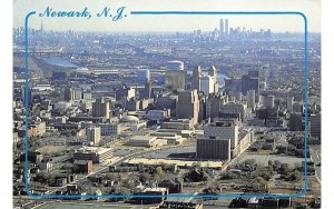 Passaic River, New York City and Twin Towers in Newark, New Jersey