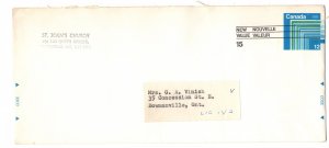 Postal Stationery Envelope, Canada, 12 Cent Revalued 15 Cent, Used Ontario