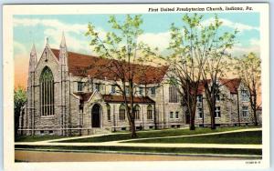 INDIANA, Pennsylvania  PA    FIRST UNITED PRESBYTERIAN CHURCH  1954    Postcard