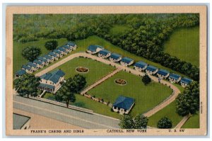 1953 Bird's Eye View Of Franks Cabins And Diner Catskill New York NY Postcard