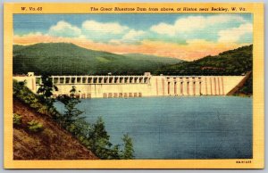 Vtg Hinton West Virginia WV The Great Bluestone Dam Near Beakley 1940s Postcard