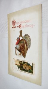 Thanksgiving Greetings Postcard Turkey Wishbone 1910 A. S. Meeker New York