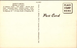 Linen Postcard Raney's Motel on Highway 41 in Rockville, Indiana