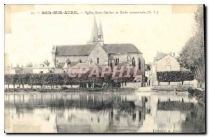 Old Postcard Bar sur Aube Saint Maclou Church and communal School