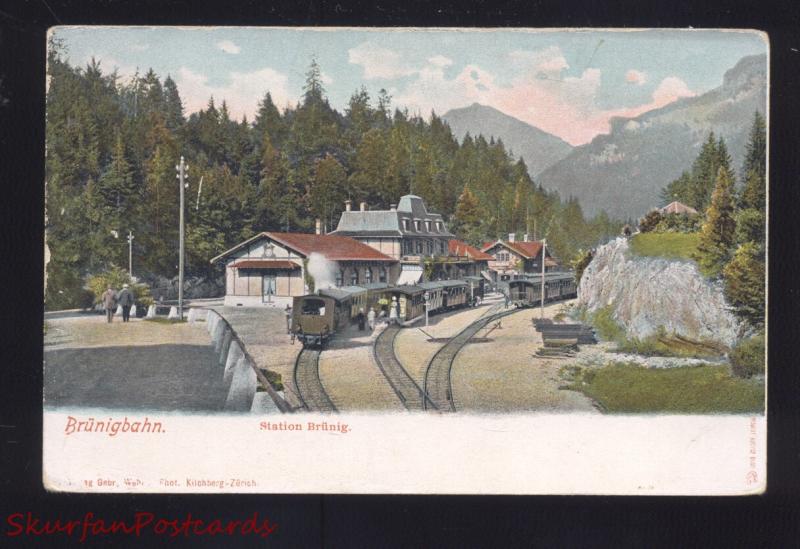 BRUNIGBAHN SWITZERLAND RAILROAD STATION BRUNIG TRAIN DEPOT VINTAGE POSTCARD