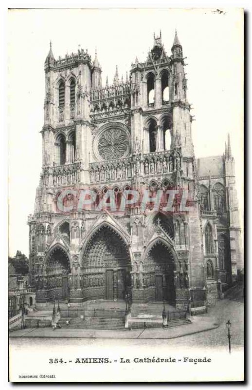 Old Postcard Amiens Cathedral Facade