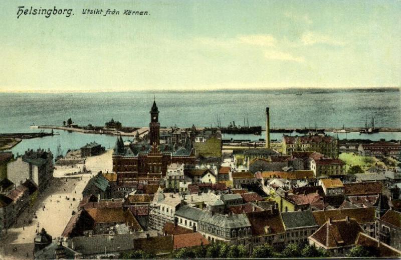 sweden, HELSINGBORG, Utsikt fran Kärnan (1910s)