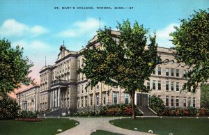 VINTAGE POSTCARD ST. MARY'S COLLEGE AT WINONA MINNESOTA c. 1940s